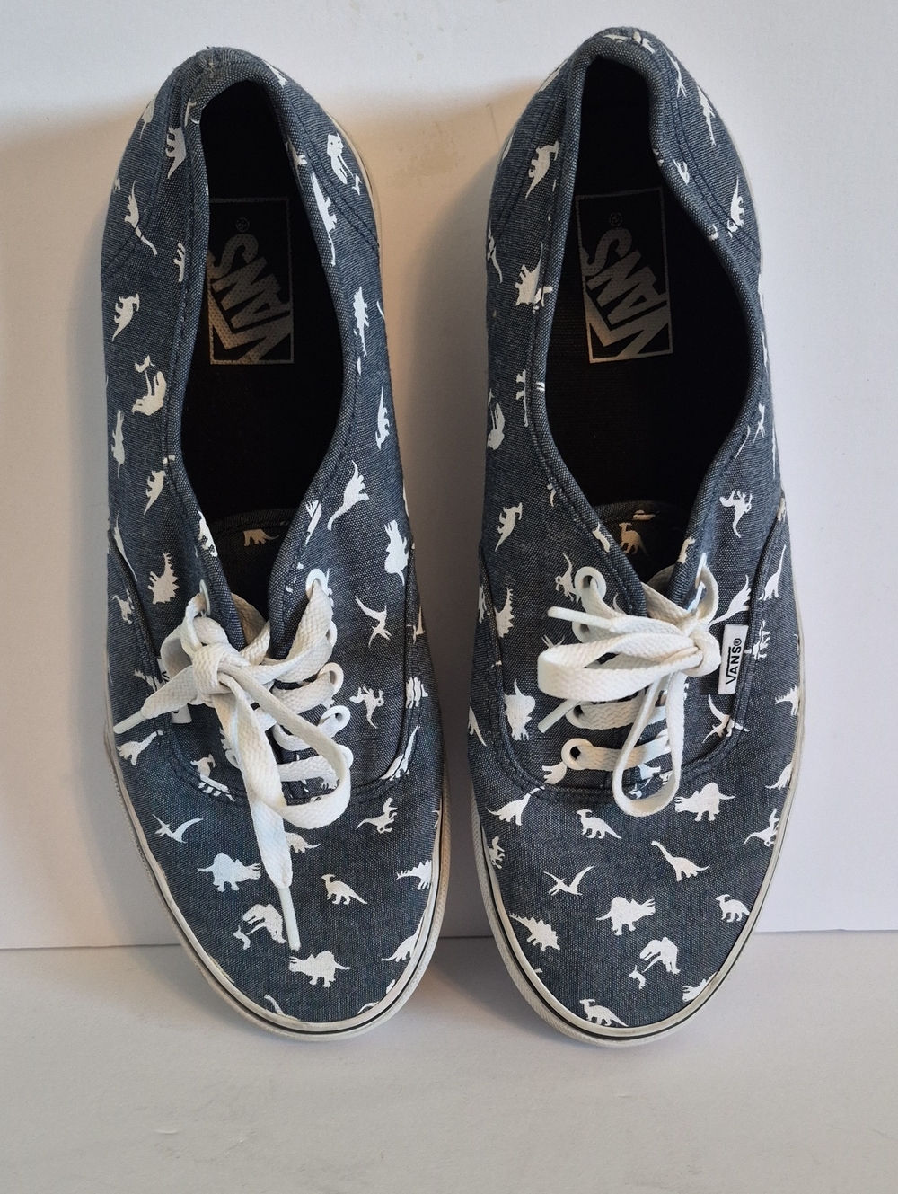 Dinosaur Denim Vans Tennis Shoes Unisex Size 9.5